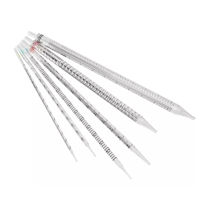 Labori steriilsed 1 ml 2 ml 5 m 10 ml 25 ml 50 ml gradueeritud seroloogilised pipeti pipetid, eraldi mähitud seroloogiline pipett
